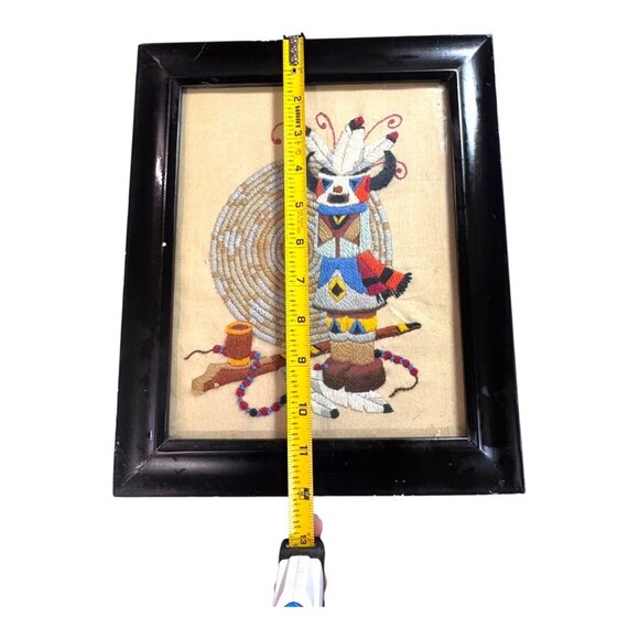 Vintage Native American Kachina Stitchery Wall Art Hopi Basket Weaving Handmade - Picture 6 of 8